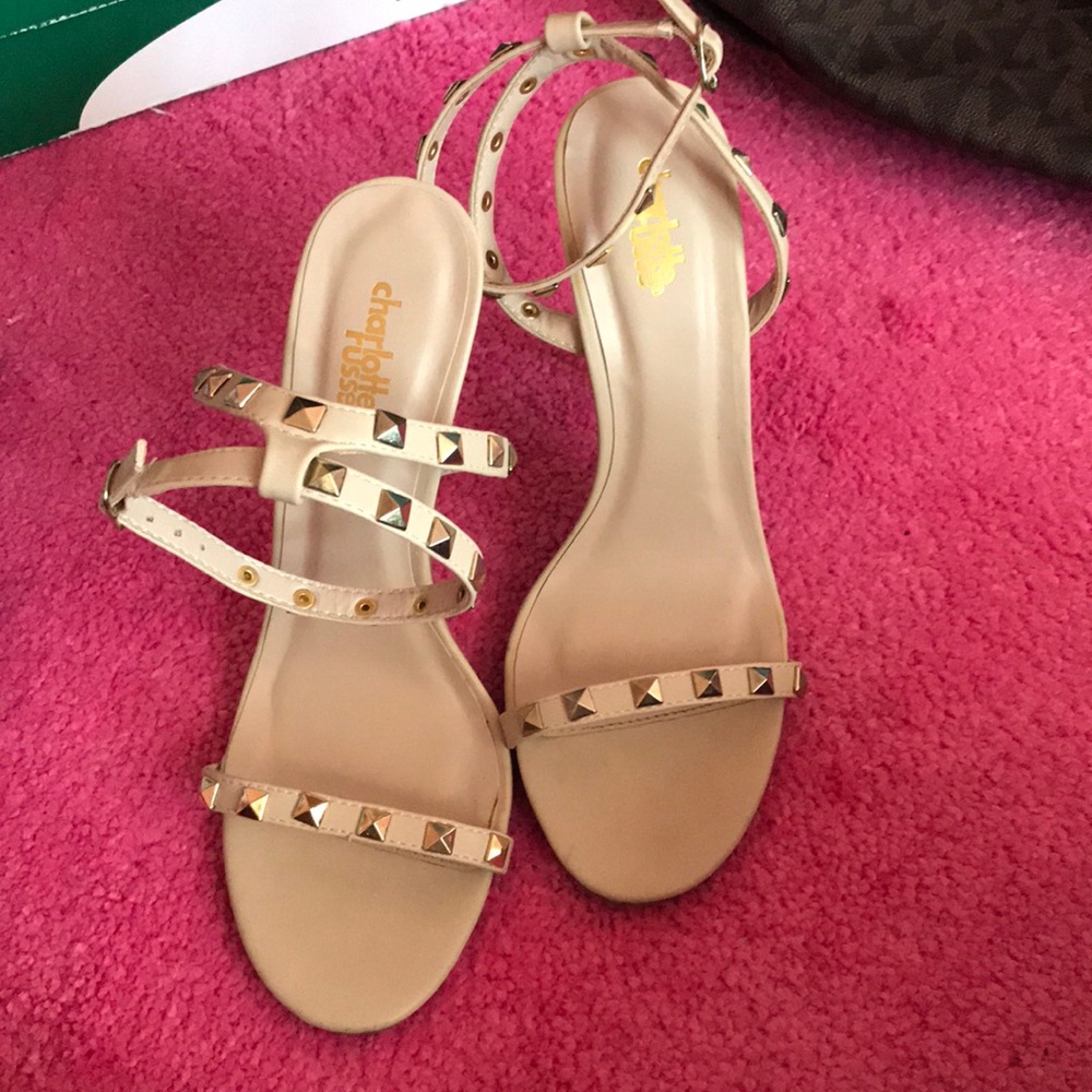 Nude Studded strappy heels